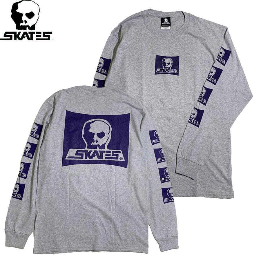 VINTAGE SKULL SKATES スカルスケーツ ロンT フェード 墨黒 SKULL SKATES（スカルスケーツ） ロゴ 長袖 Tシャツ グレー/ネイビー