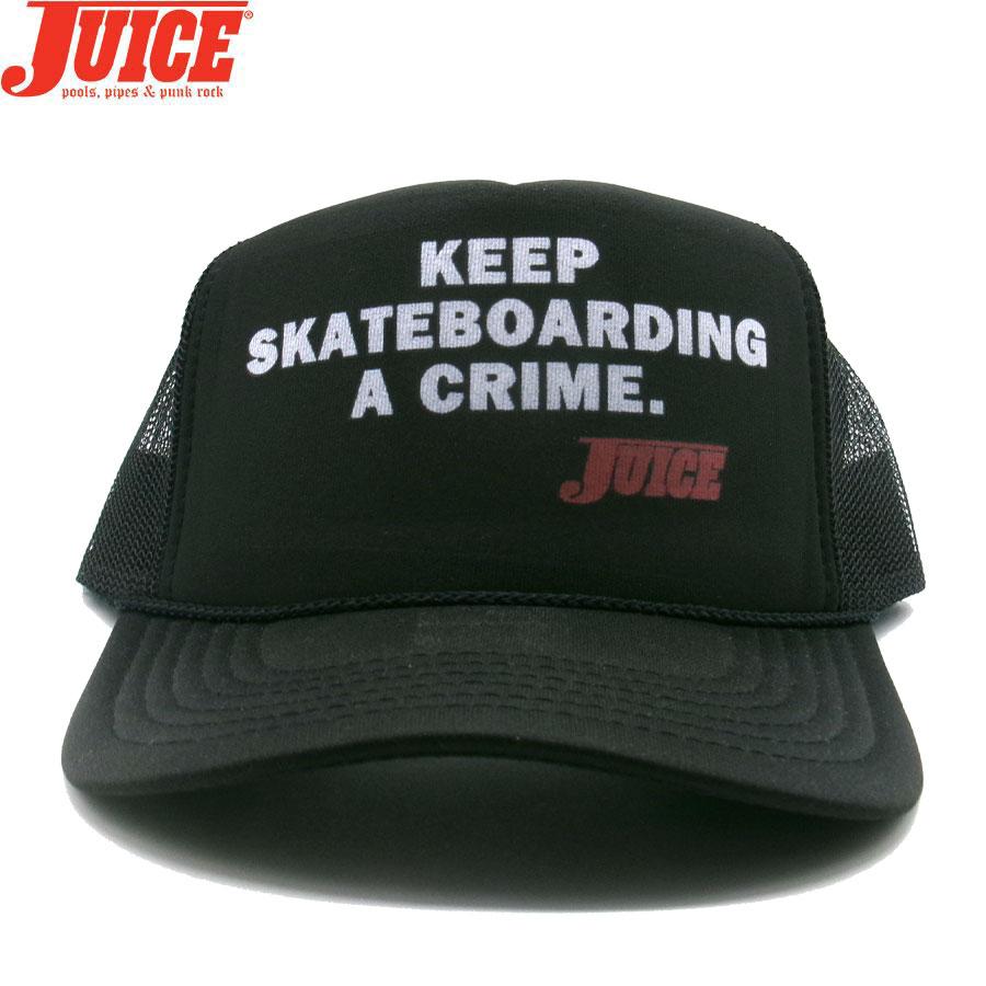 JUICE MAGAZINE KEEP SKATEBOARDING A CRIME TRUCKER HAT CAP BLACK