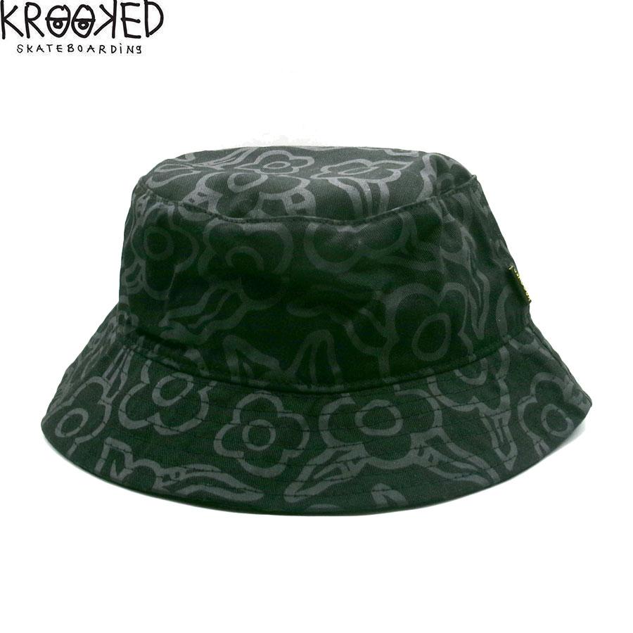 KROOKED BUCKET HAT FLOWERS BLACK クルキッド バケットハット ハット