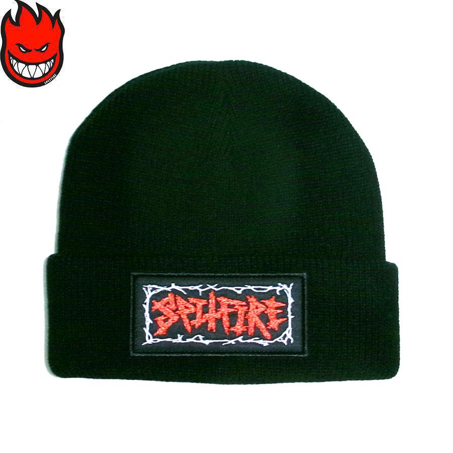 Supreme ビーニー Spitfire Beanie キャップ ブラック 黒 SPITFIRE WHEELS SPITFIRE CUFF BEANIE GAS MASK SCRIPT PATCH BLACK