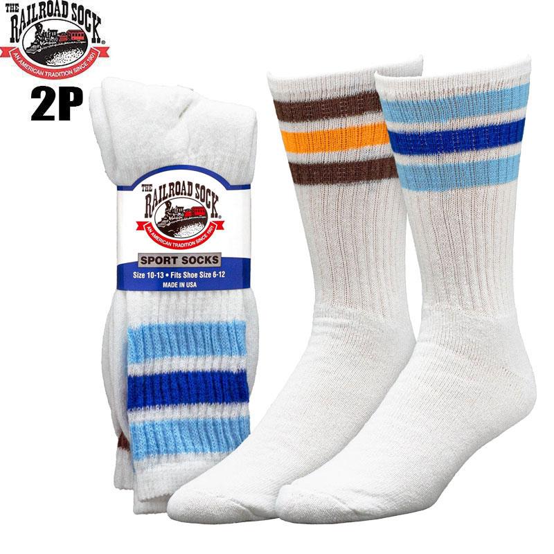 RAIL ROAD SOCKS 2PK WORK CREW WHITE レールロード ソックス 2パック