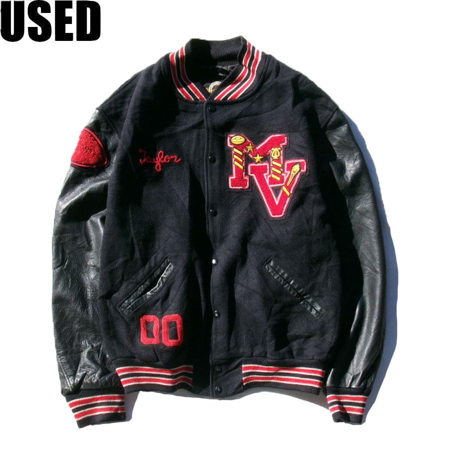 美品8万 DEHEN レザージャケット スタジャン ディーエン ナックル パン USED-61】DEHEN 90s STUDIUM JACKET BLACK/RED made in U.S.A.
