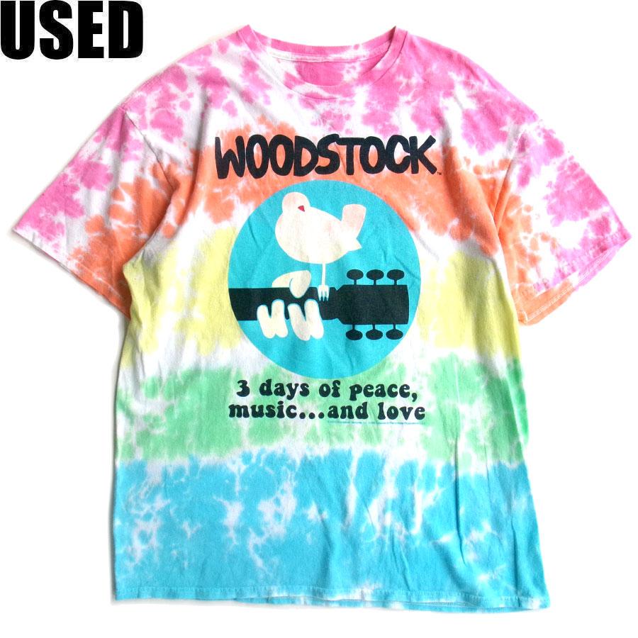 USED-204】WOOD STOCK TIEDYE S/S T-SHIRTS RAINBOW ウッドストック