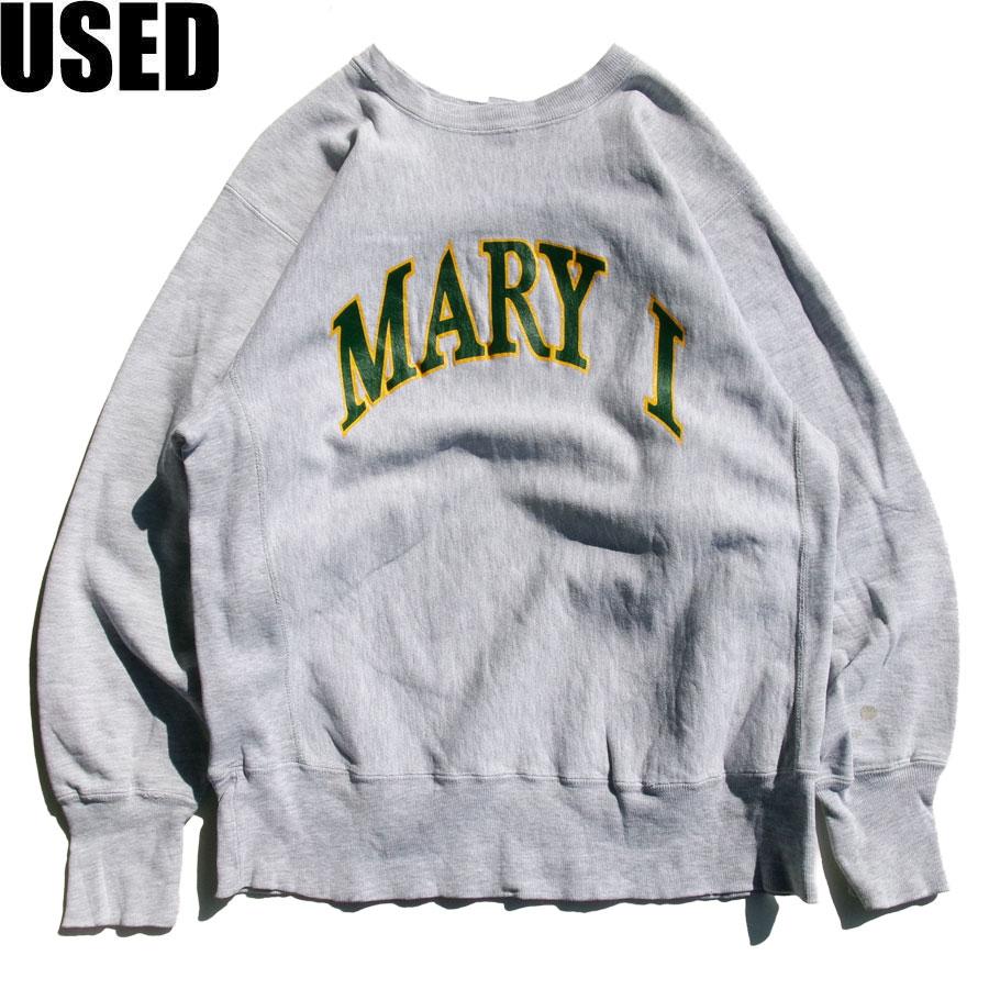 USED-359】 90s CHAMPION USA REVERSE WEAVE SWEAT “MARY I” SILVER 