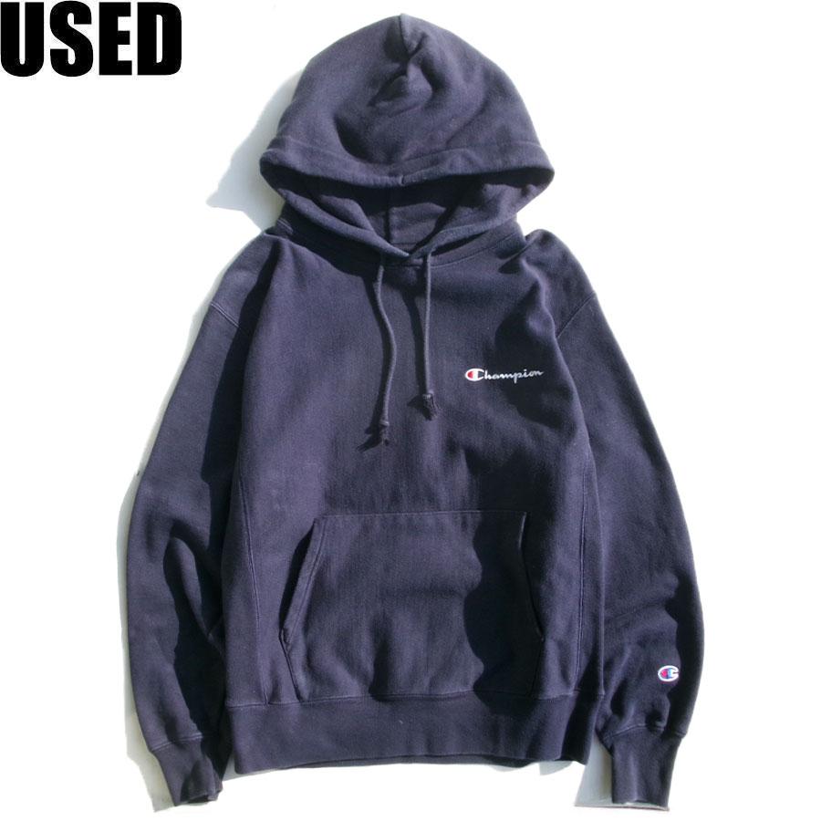 Champion パーカー L ネイビー　リバースウィーブ USED-384】CHAMPION REVERSE WEAVE HOODIE NAVY チャンピオン リバース