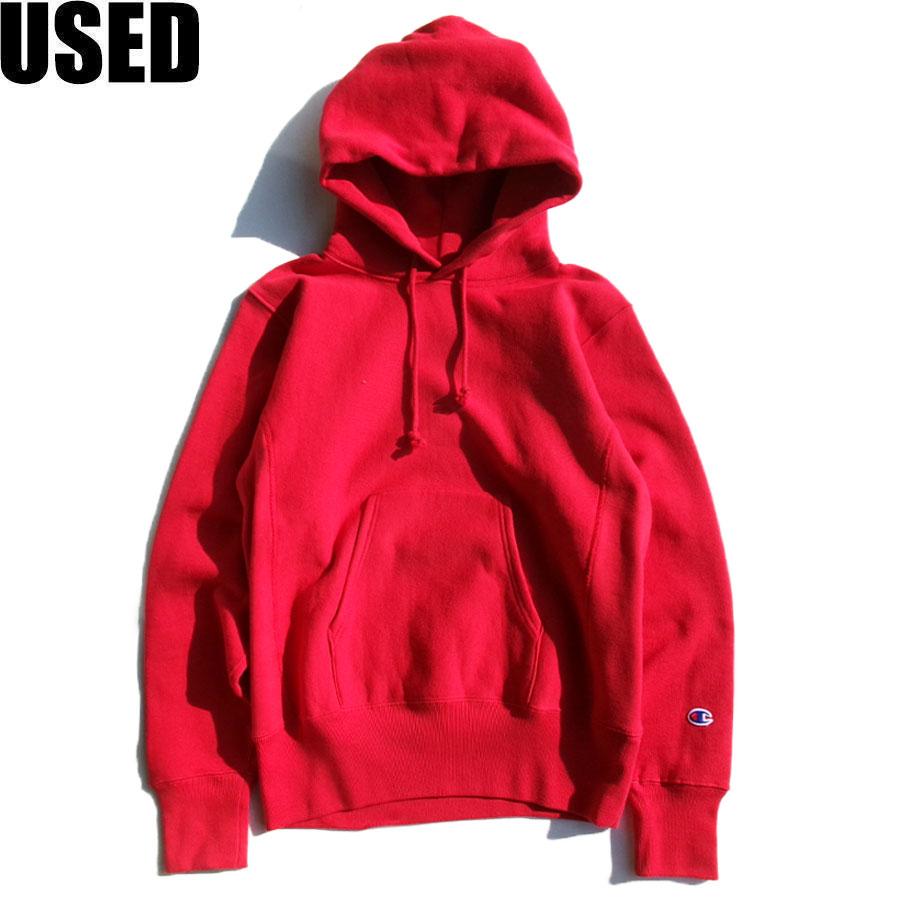 90s Champion Reverse Weave パーカー 無地赤 USED-382】CHAMPION REVERSE WEAVE HOODIE RED チャンピオン リバース