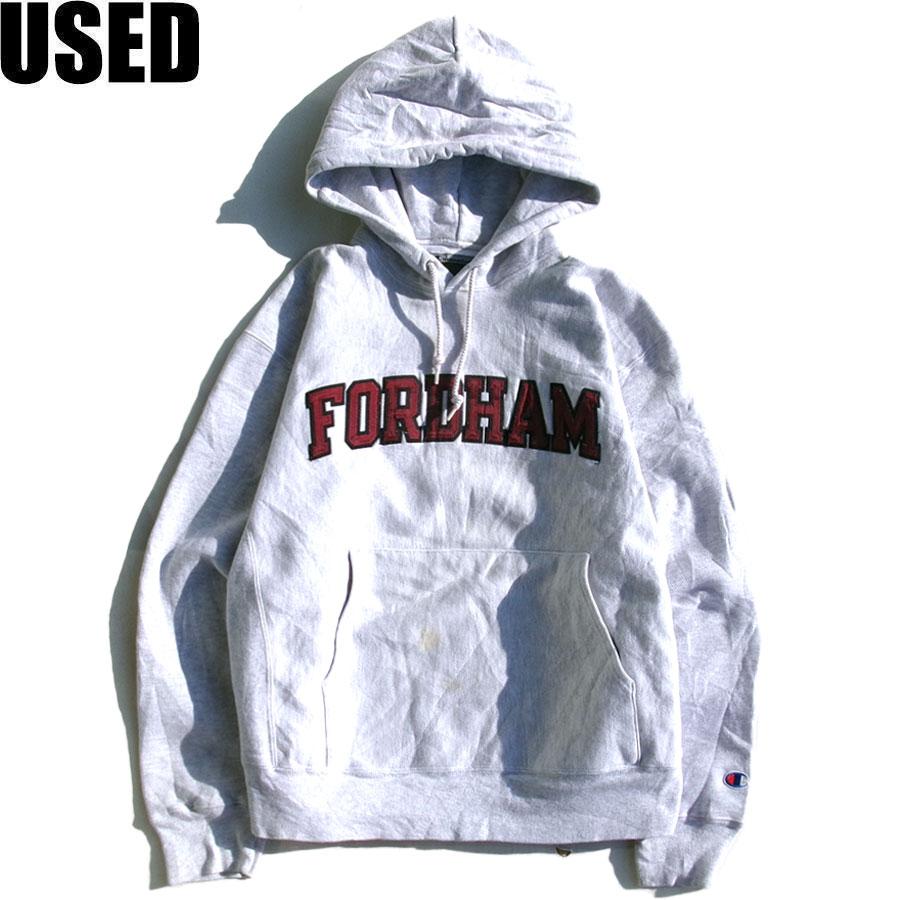USED-387】CHAMPION REVERSE WEAVE HOODIE SILVER チャンピオン