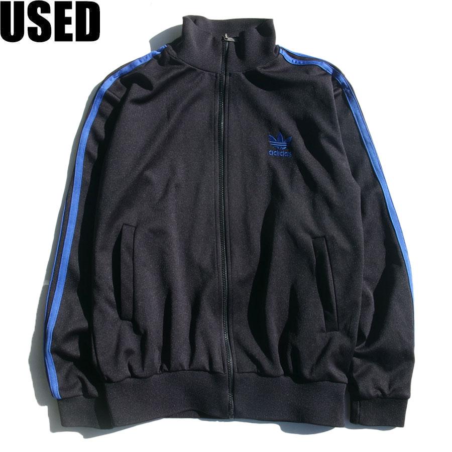 USED-363】 adidas TRACK JACKET JERSEY BLACK アディダス トラック