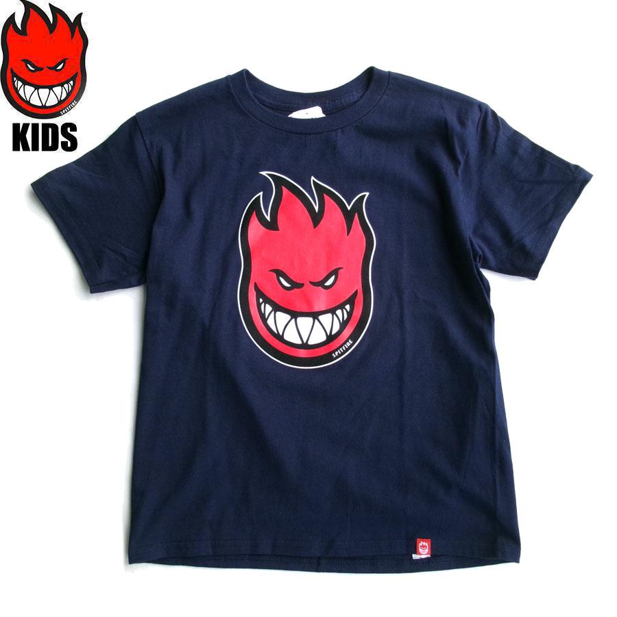 SPITFIRE WHEELS SPITFIRE KIDS BIG HEAD FILL S/S T-SHIRTS NAVY/RED