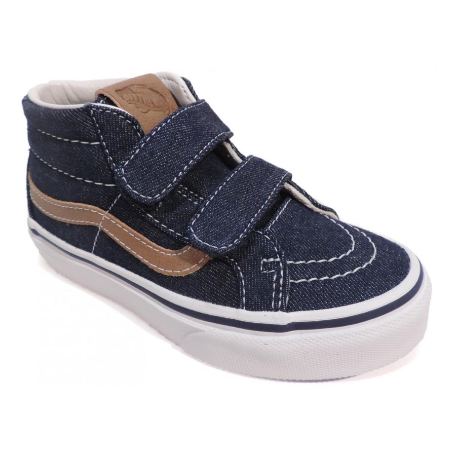 バンズ キッズ スケートミッド リイシュー ベルクロ デニム ドレスブルー チップマンク VANS KIDS SK-8MID REISSUE V (DENIM C&L) DRESS BLUES/CHIPMUNK｜americanrushstore｜02