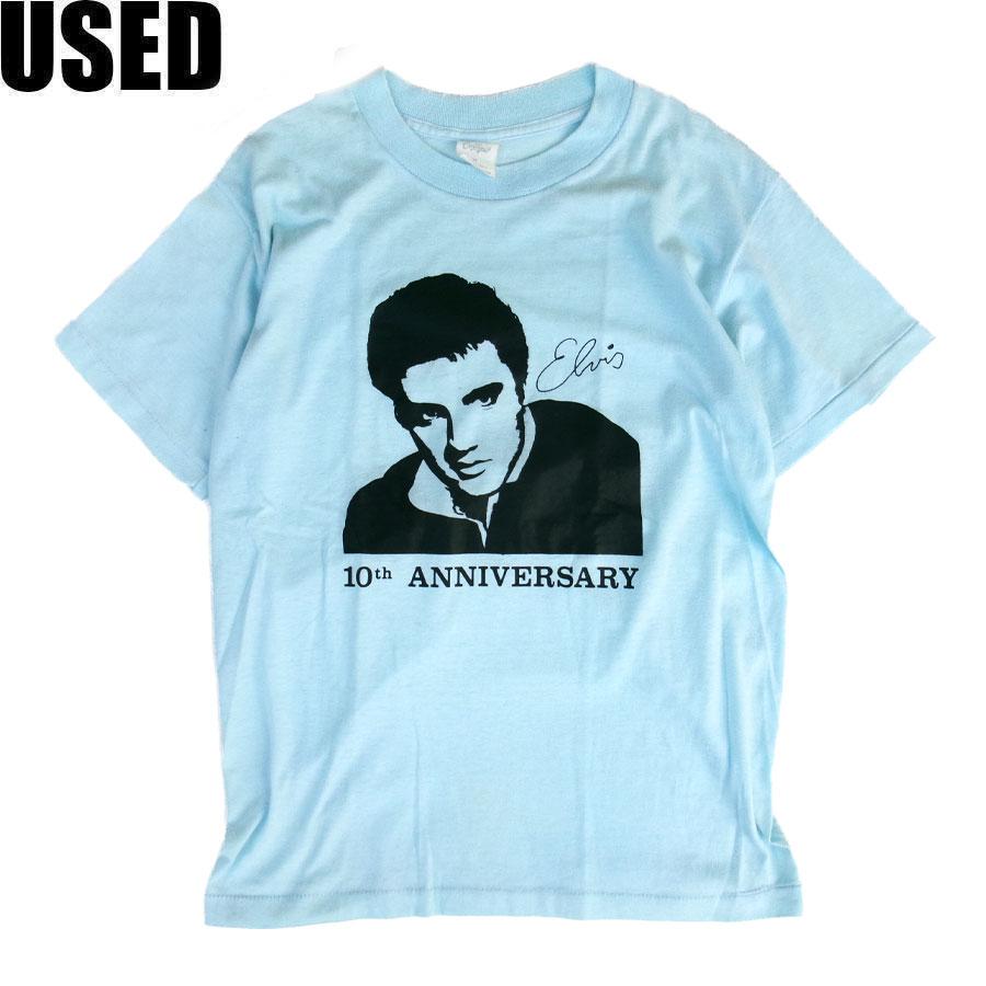 USED-246】UNKNOWN ELVIS S/S T-SHIRTS LIGHT BLUE MADE IN USA 