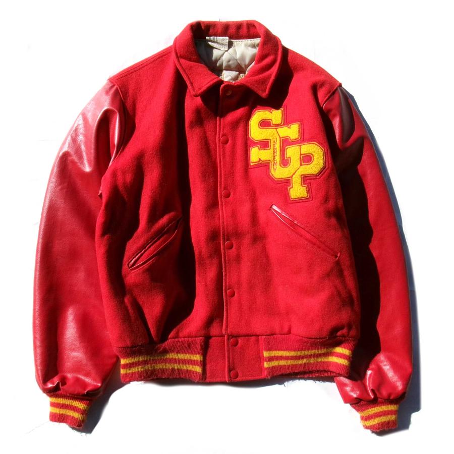 USED-73】80s HOWE ATHLETIC APPAREL USA STUDIUM JACKET RED USED-73】80s HOWE ATHLETIC APPAREL USA STUDIUM JACKET RED