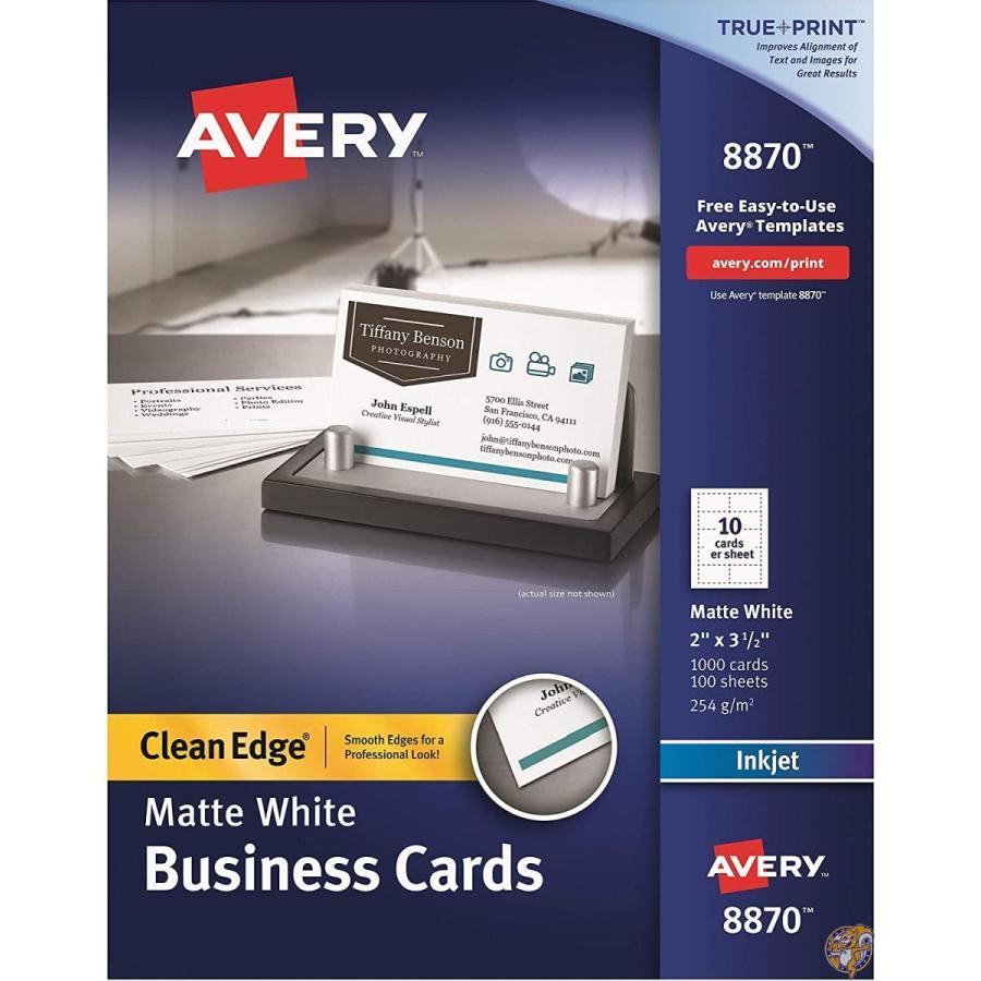 Inkjet　Matte　Business　10　Cards,　White,　2,　x　送料無料　Box　Sheet,　1000　(並行輸入品)