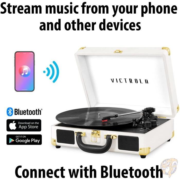 Victrola ビンテージ 3速 Bluetooth ポータブル スーツケース レコードプレーヤー 白 送料無料 Bluetooth Victrola ビンテージ 3速 ポータブル スーツケース レコードプレーヤー VSC 550BT