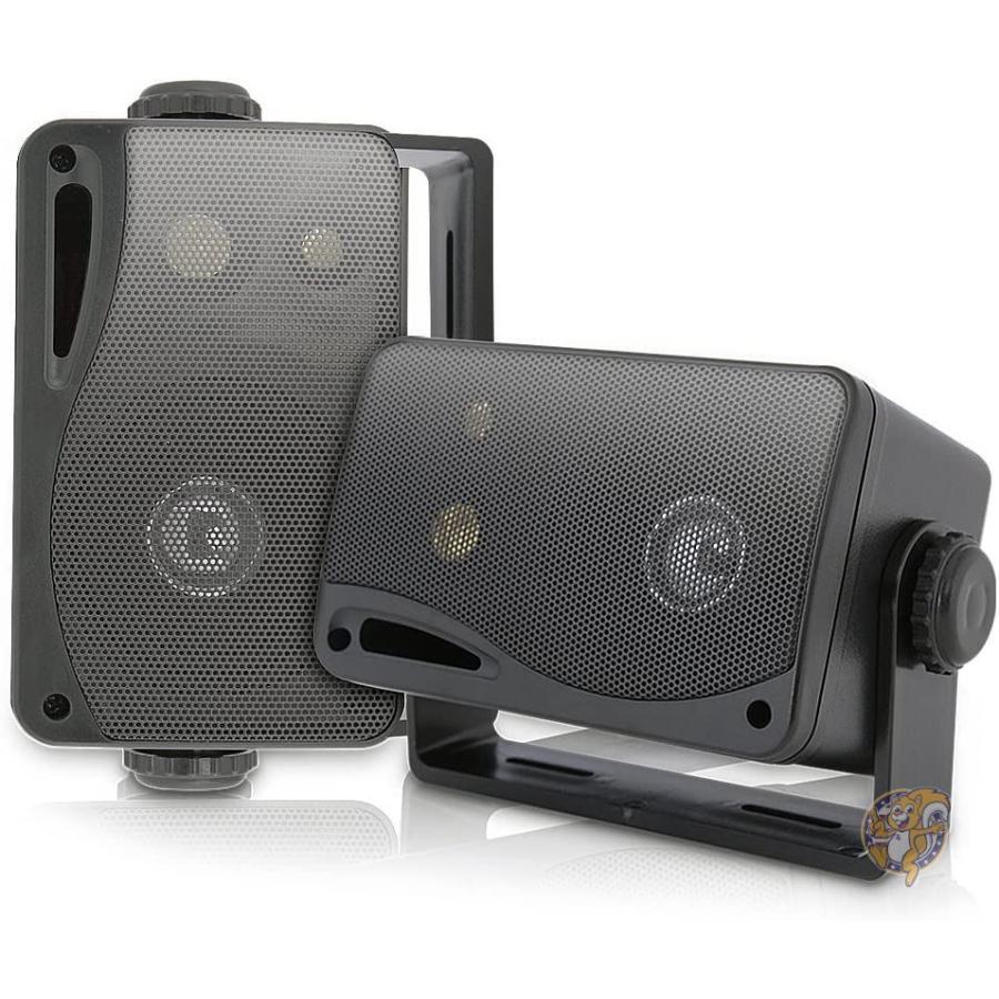 Pyle 3.5インチ3-Way防水型ボックススピーカー(ブラック/ペア)(※アンプは内蔵されていません) 送料無料