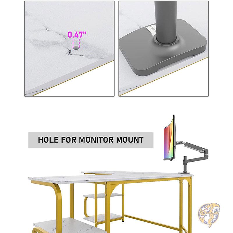 Teraves テラベス インテリア L字型 デスク パソコン ゲームデスク ホワイトマーブリング ゴールドフレーム VD-Cor-SS｜americapro｜09