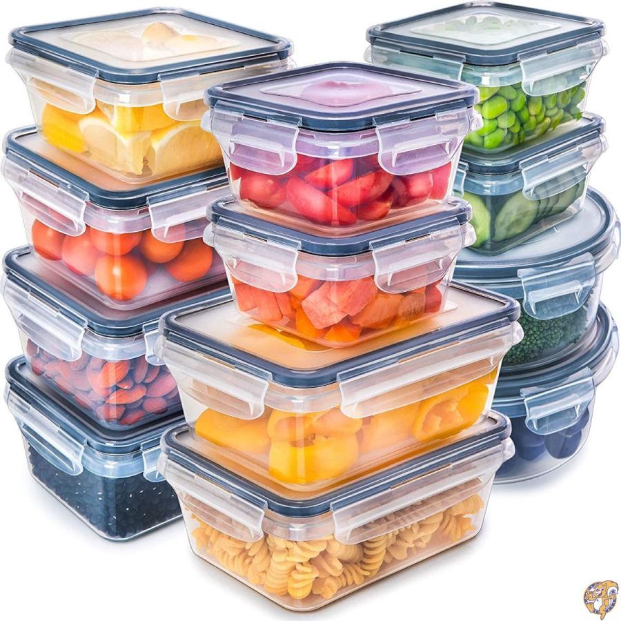 12パック]食品ストレージコンテナwith Lids プラスチック食品Containers with Lids Plastic 送料無料