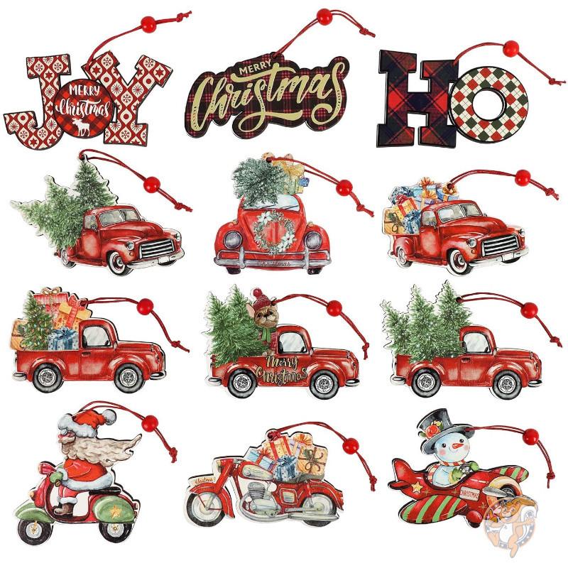 Huadodo クリスマス オーナメント 赤いトラック 12個 クリスマスツリー デコレーション 木製 農家 クラフト 送料無料 W9mzwhuhqe その他インテリア雑貨 小物 Yummums Hu