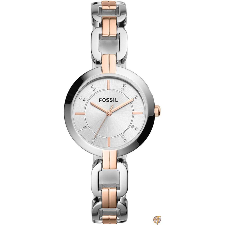 Fossil レディース Kerrigan クォーツ ステンレススチール ドレスクォーツウォッチ シルバー/ローズ。 送料無料