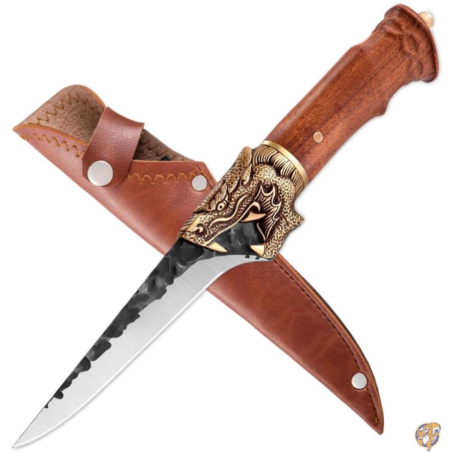 フィレナイフ 手鍛造骨切りナイフ 鞘付き 鋭い肉ナイフ ドイツ製高炭素鋼 キャンプナイフ キッチン アウトドア 完璧なコレクターナイフ 送料無料