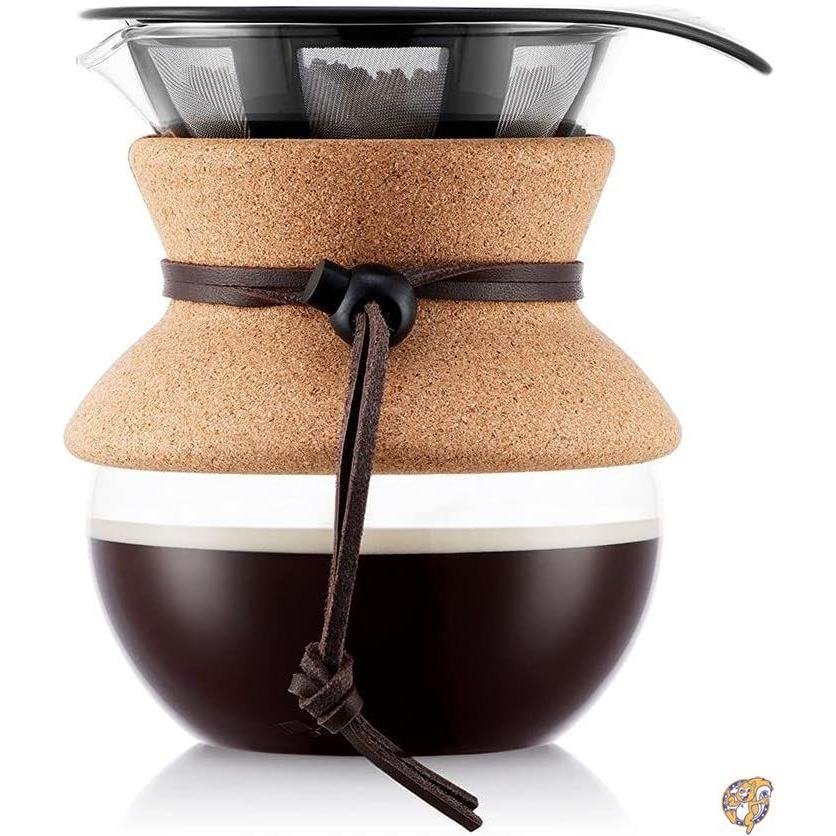 BODUM ボダム POUR OVER プアオーバー ステンレスメッシュフィルター ドリップ式 コーヒーメーカー 500ml コルクカバー付き 送料無料｜americapro