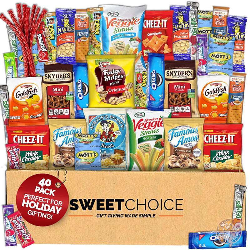 スナックボックス バラエティパック キャンディ ギフトバスケット チップス クッキー お菓子 40個入り イースター 誕生日 送料無料
