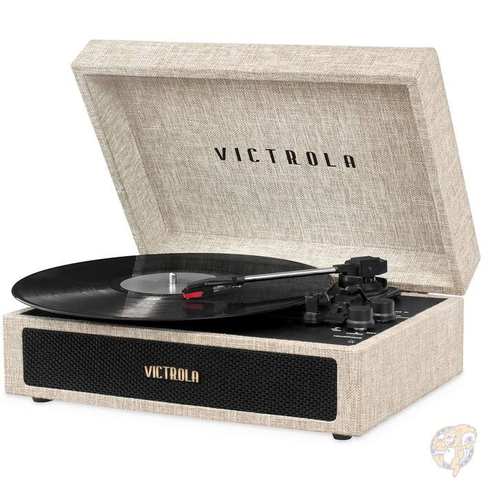 Victrola パーカー Bluetooth スーツケース レコードプレーヤー 3速ターンテーブル ベージュ 送料無料｜americapro