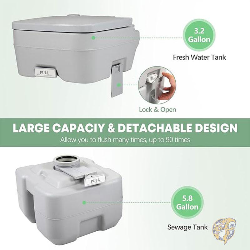 ポータブル トイレ24L バルブ付き 簡易トイレ 災害 キャンプ 非常用トイレ アウトドア RVToilet0327 JAXPETY｜americapro｜04