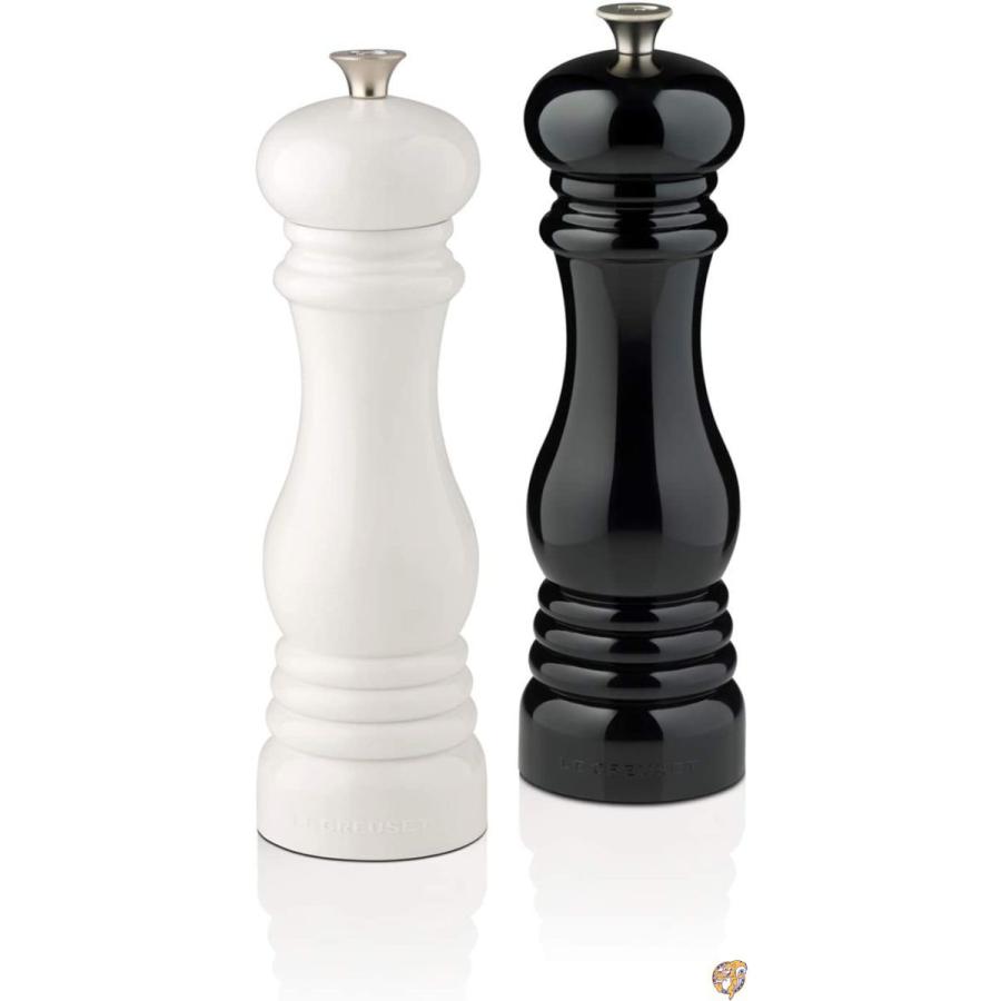Le Creuset ソルトアンドペッパーミルセット 各8インチ x 2 1/2インチ ブラック&ホワイト 送料無料 AYU0SQRKJM