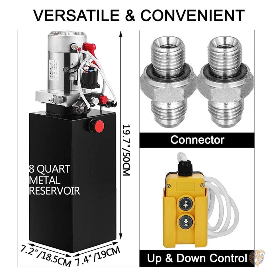 Mophorn 油圧 パワーユニット 8クォート ポンプ 複動油圧 パワー12V DC メタル 貯水池油圧 ポンプ