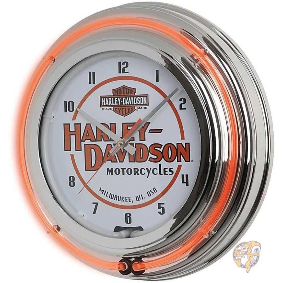 ハーレーダビッドソン ダブルネオンバー＆シールドクロック Harley-Davidson 壁掛け時計 送料無料｜americapro