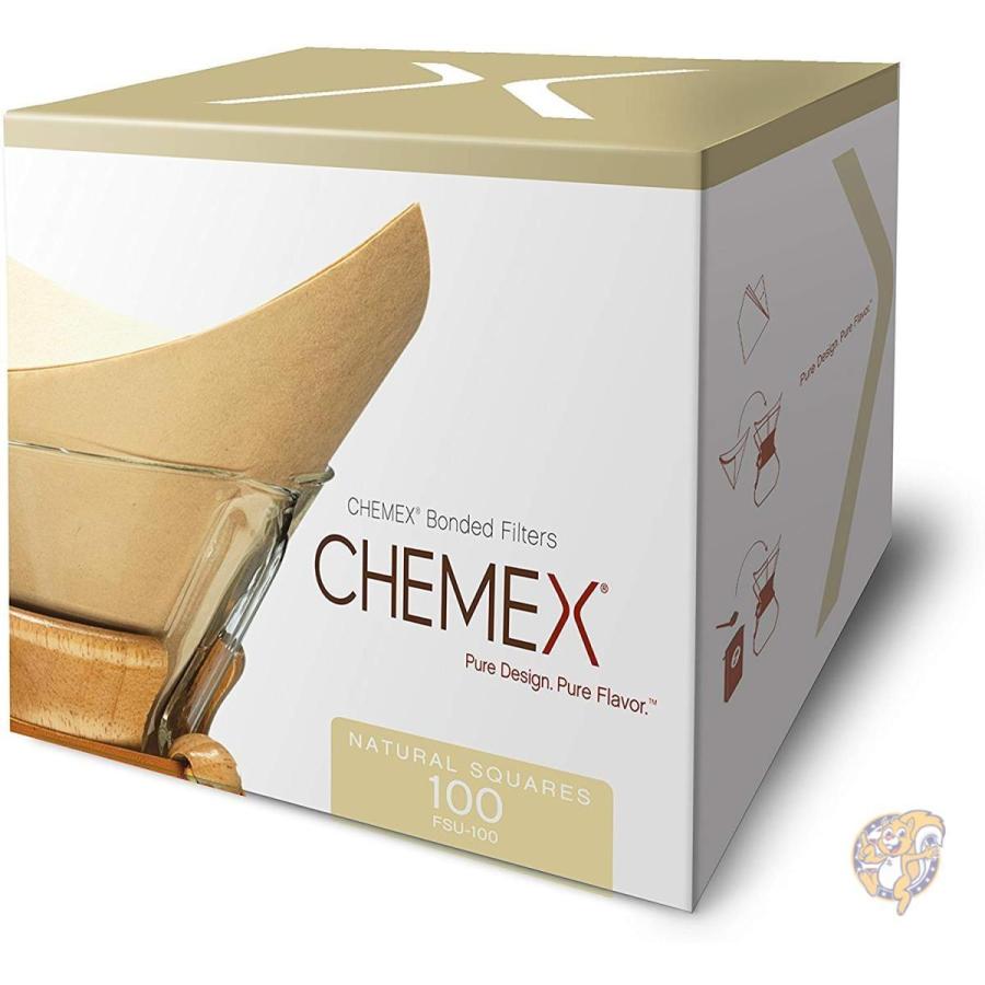 ケメックス コーヒーフィルター Chemex FSU-100 ナチュラル 100枚入り スクエア型 送料無料｜americapro