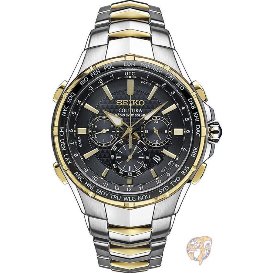 SEIKO SSG010 セイコー 電波ソーラー ワールドタイム メンズ ウォッチ コンビカラー 逆輸入 送料無料
