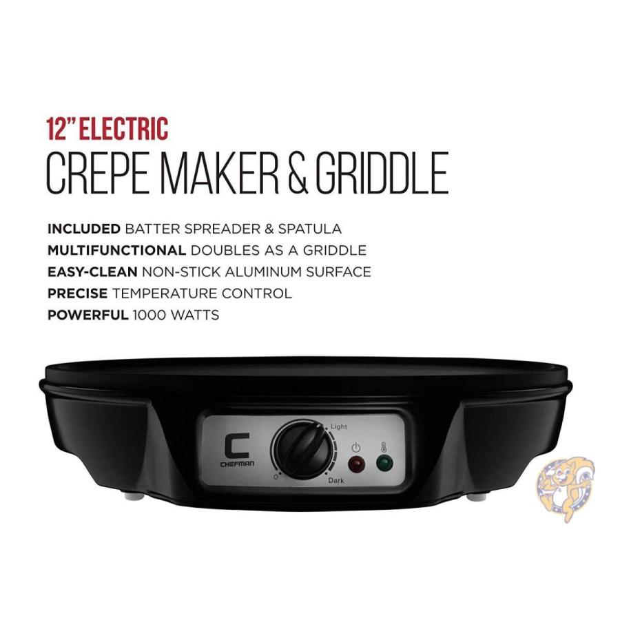 電気クレープメーカー Chefman Electric Crepe Maker Griddle クレープ作りツールセット付き 送料無料 B073DLGMTSアメリカ輸入プロ 通販
