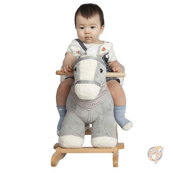 赤ちゃん 木製 ロッキングホース 木馬 くま White Gray - 乗用玩具