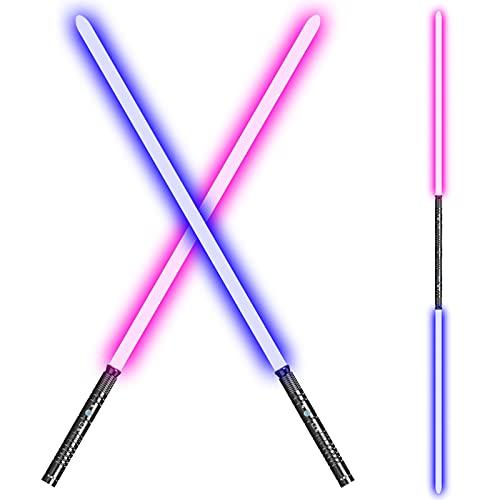 Lorsaberus ライトセーバー 2-in-1 RGB FX デュエリングライトセーバー 子供用 プレミアムアルミニウム合金製ヒルトデュアルライトセーバー 7色変更可能 誕生日 