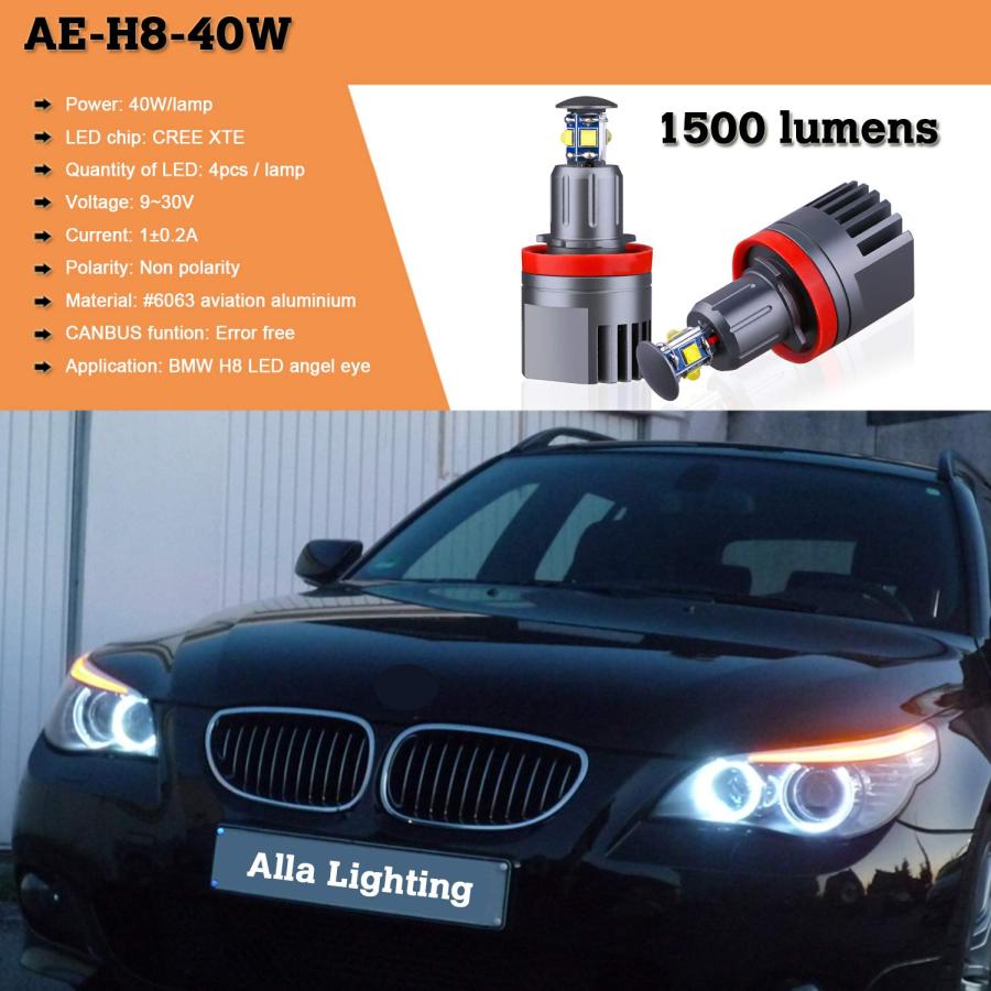 Alla Lighting 40W H8 LED Angel Eye 360 Degree Halo Bulb CREE Day 並行輸入品｜americasyoji｜10