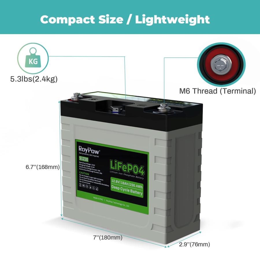 12V 18Ah Lithium LiFePO4 Battery, RoyPow 12v 18Ah LiFePO4 Batter 並行輸入品｜americasyoji｜04