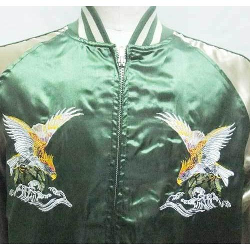 スカジャン 鷹 イーグル 一心如鏡 中綿なし 83400taka グリーン M寸、L