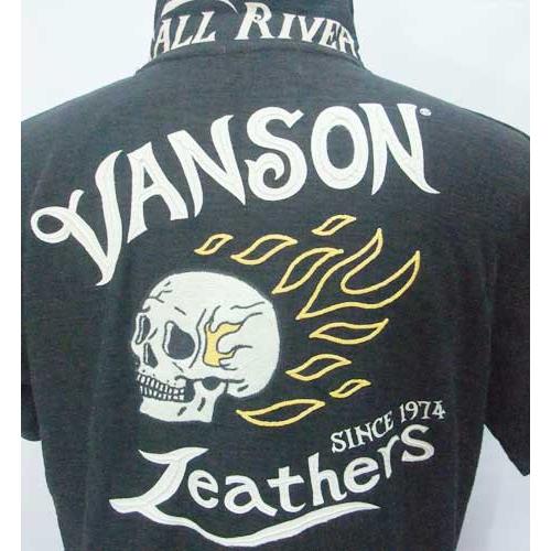 ポロシャツ バンソン vanson スカル スラブ生地 NVPS-2306 黒 L寸｜americaya2｜03