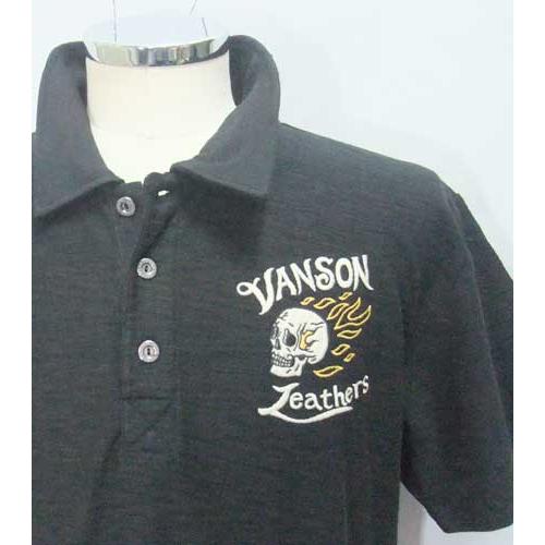 ポロシャツ バンソン vanson スカル スラブ生地 NVPS-2306 黒 L寸｜americaya2｜04