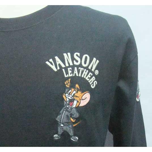 Tシャツ トムとジェリー 長袖 バンソン vanson TJV-2402 黒 L寸｜americaya2｜04