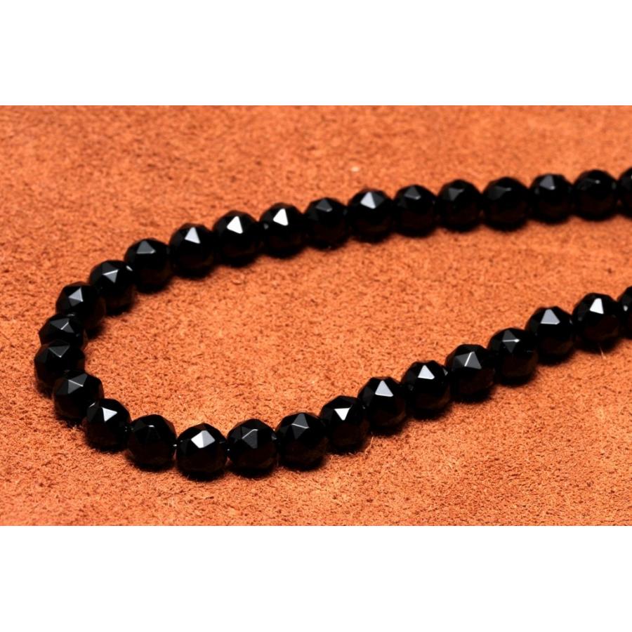 モリオン（黒水晶）ネックレス【32面カット8mm/50cm】最高品質