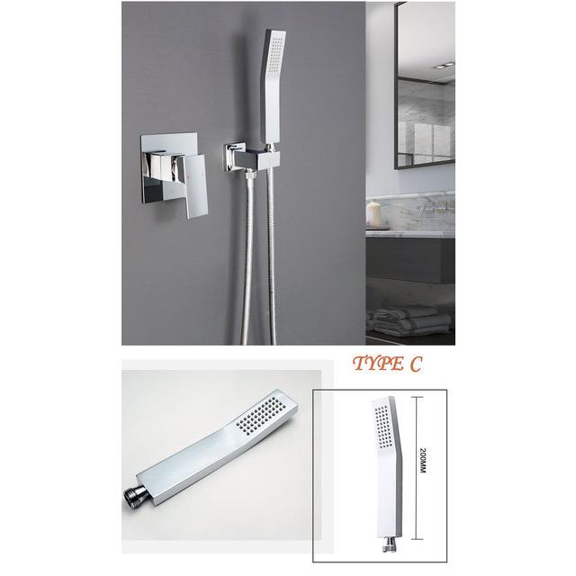 真鍮ハンドヘルドシャワーヘッド交換用シャワーヘッド浴室シャワーシステム用現代的な正方形ラウンド楕円形ポリッシュクローム_19