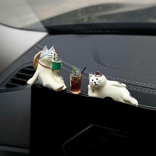 車載、家の装飾、純銅猫の車の置物 猫フィギュア車の装飾品ダッシュボード装飾猫インテリアフィギュア樹脂