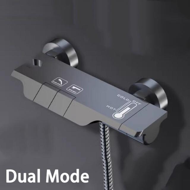 (シャワー蛇口のみ) 電源不要のシャワーシステム、グレー 2/3/4 スピードピアノキーシャワー蛇口、壁カバー、ガスケット、アダプターが付属、その他の_10