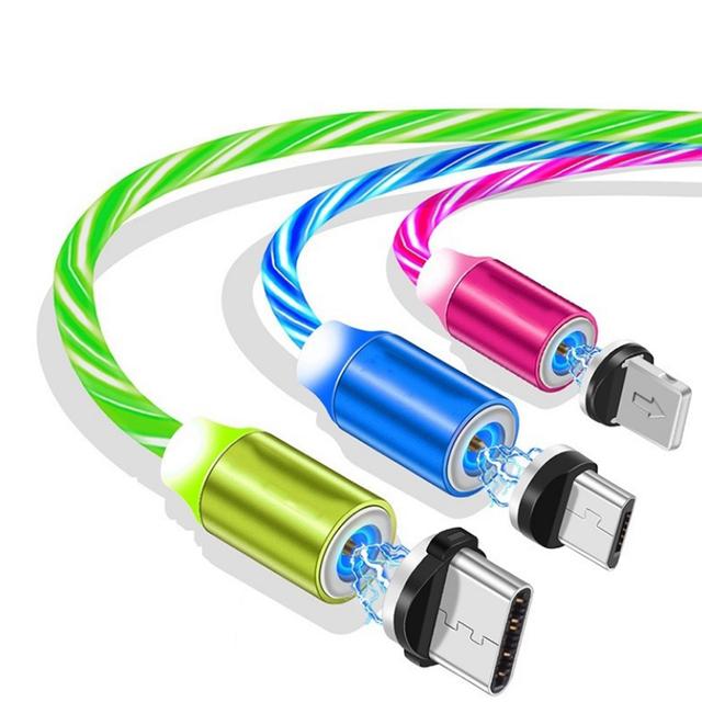 Magnetic Cable Flowing Light LED Micro USB for Samsung Type C Chargin ...