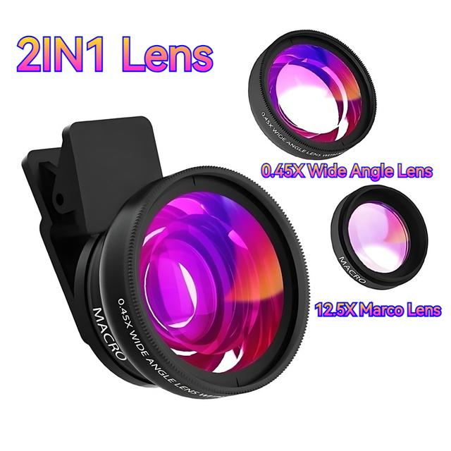 2in1 HD Camera Lens Set 0.45X Wide Angle With 12.5X Macro for iPhone S ...