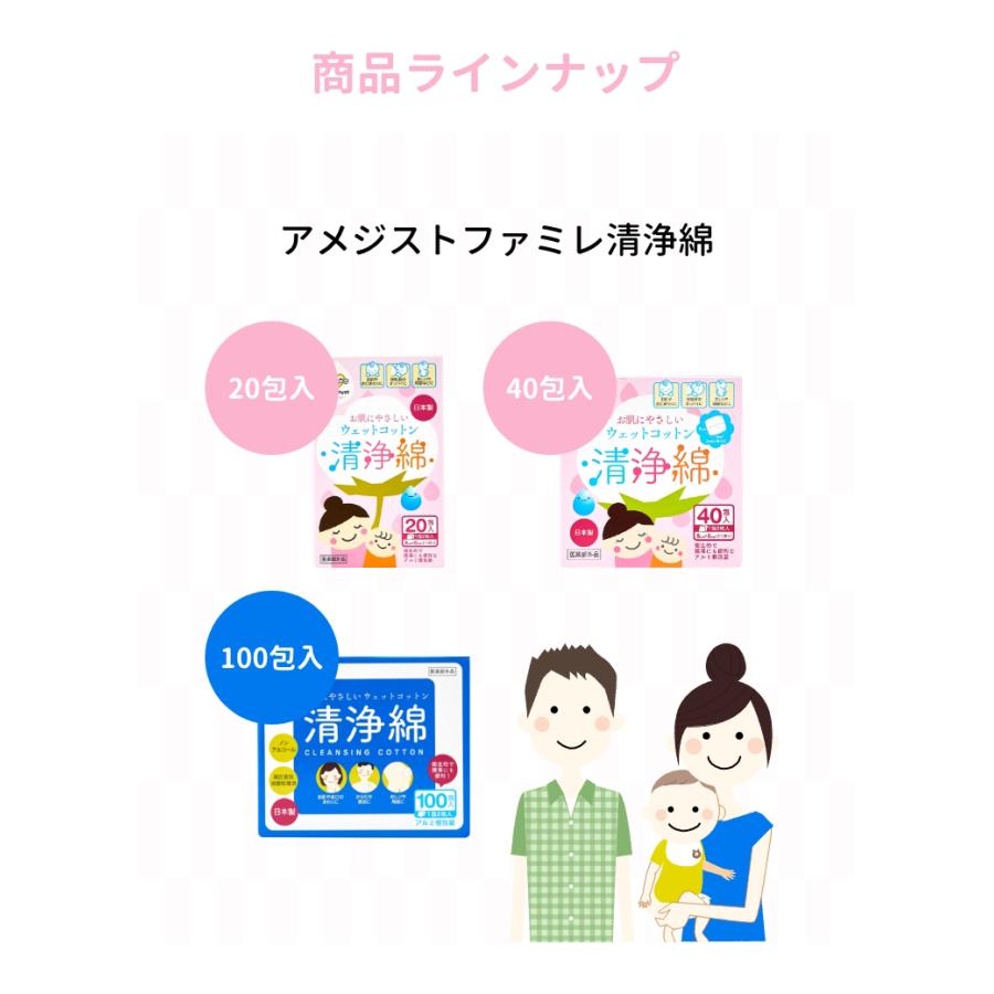 アメジストファミレ 清浄綿 40包入 20個セット (ケース) ｜ 清浄綿 赤ちゃん 目 授乳後 個包装 医療用 日本製 ノンアルコール 清拭 大衛_7