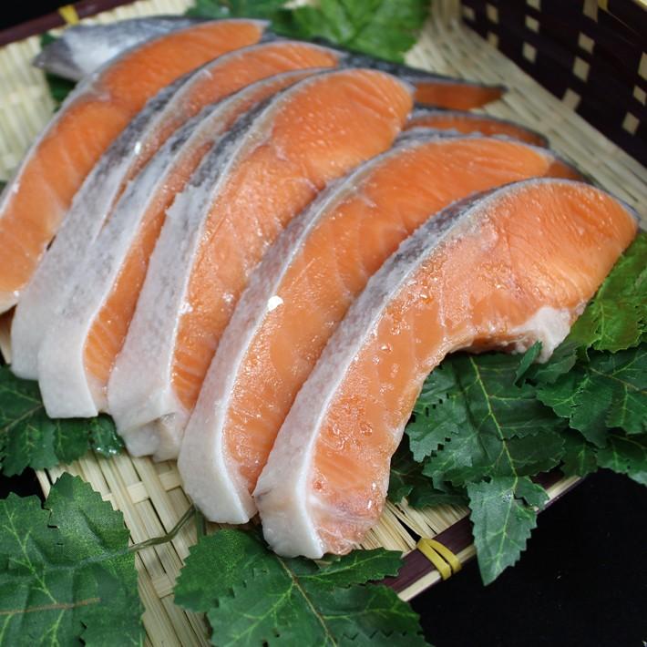 銀鮭切身 全部で約700ｇ　選べる10、8枚切 塩加減　等級プレミアム　脂のってる　チリ産　三代目の意地【さけ　シャケ　しゃけ】送Ｐ100　3個迄同一送料 |  | 02